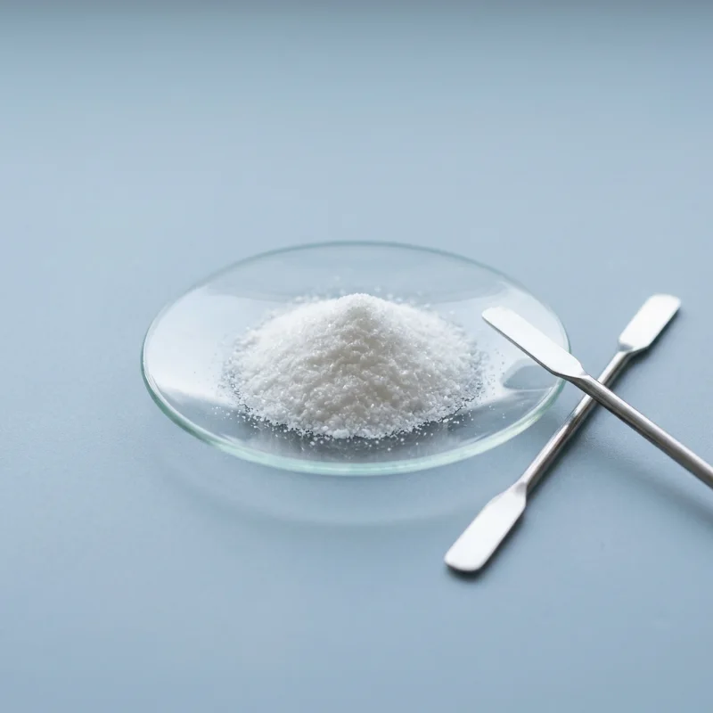White paracetamol (4-acetamidophenol) powder on a glass watch glass