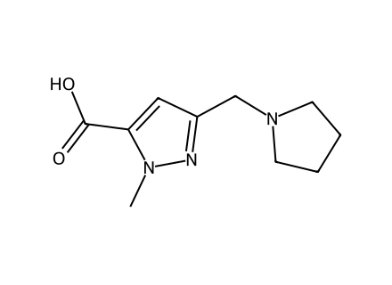 1-Methyl-3-(pyrrolidin-1-ylmethyl)-1H-pyrazole-5-carboxylic acid molecular structure