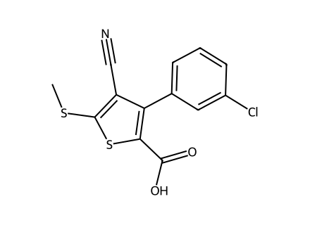 3-(3-Chlorophenyl)-4-cyano-5-(methylthio)thiophene-2-carboxylic acid molecular structure