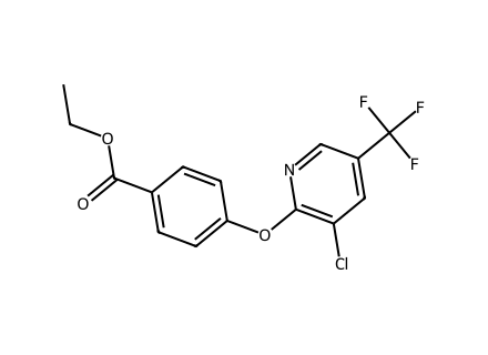 3-Chloro-2-[4-(ethoxycarbonyl)phenoxy]-5-(trifluoromethyl)pyridine molecular structure