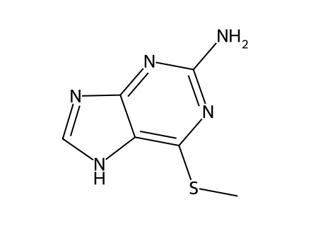 6-methylsulfanyl-7h-purin-2-ylamine molecular structure
