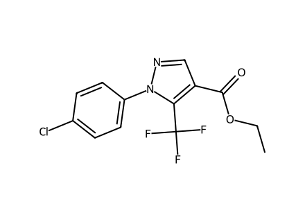 Ethyl 2-(4-chlorophenyl)-3-(trifluoromethyl)-pyrazole-4-carboxylate molecular structure