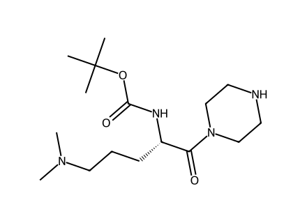 tert-Butyl (S)-4-(dimethylamino)-1-(piperazine-1-carbonyl)butylcarbamate molecular structure